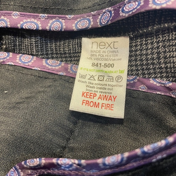 Next Mens 34R Formal Suit Dress Pants / Trousers Check Tapered Grey - Like New! - Picture 9 of 13
